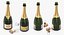 3D champagne bottle krug opened model