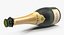 3D champagne bottle krug opened model