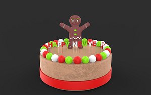 3D happy new year cake 3D model