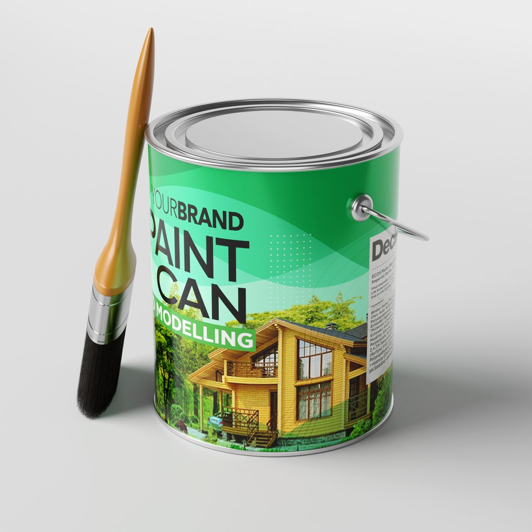 3D Paint Can With Paint Brush Model TurboSquid 2028535