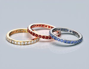 Wedding gemstones ring 3d print model Free 3D print model