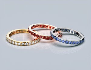 Wedding gemstones ring 3d print model Free 3D print model