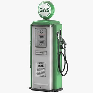 Detailed Retro Gas Pump Green