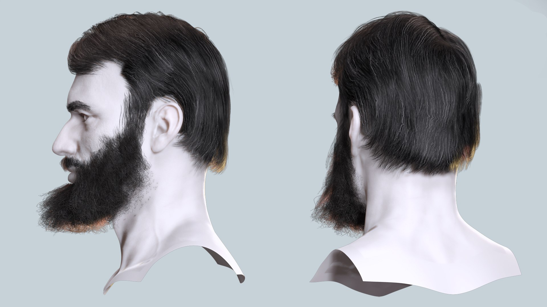 Thick Beard With Classic Hair - Game-Ready Asset Model - TurboSquid 2395995