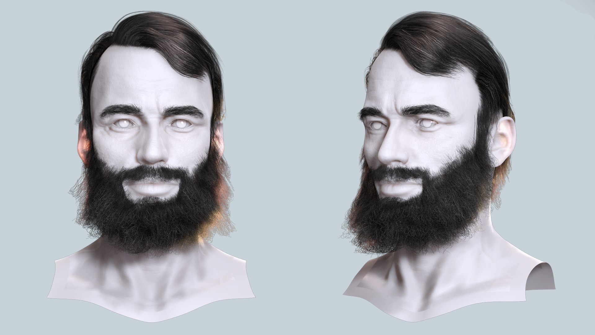 Thick Beard With Classic Hair - Game-Ready Asset Model - TurboSquid 2395995