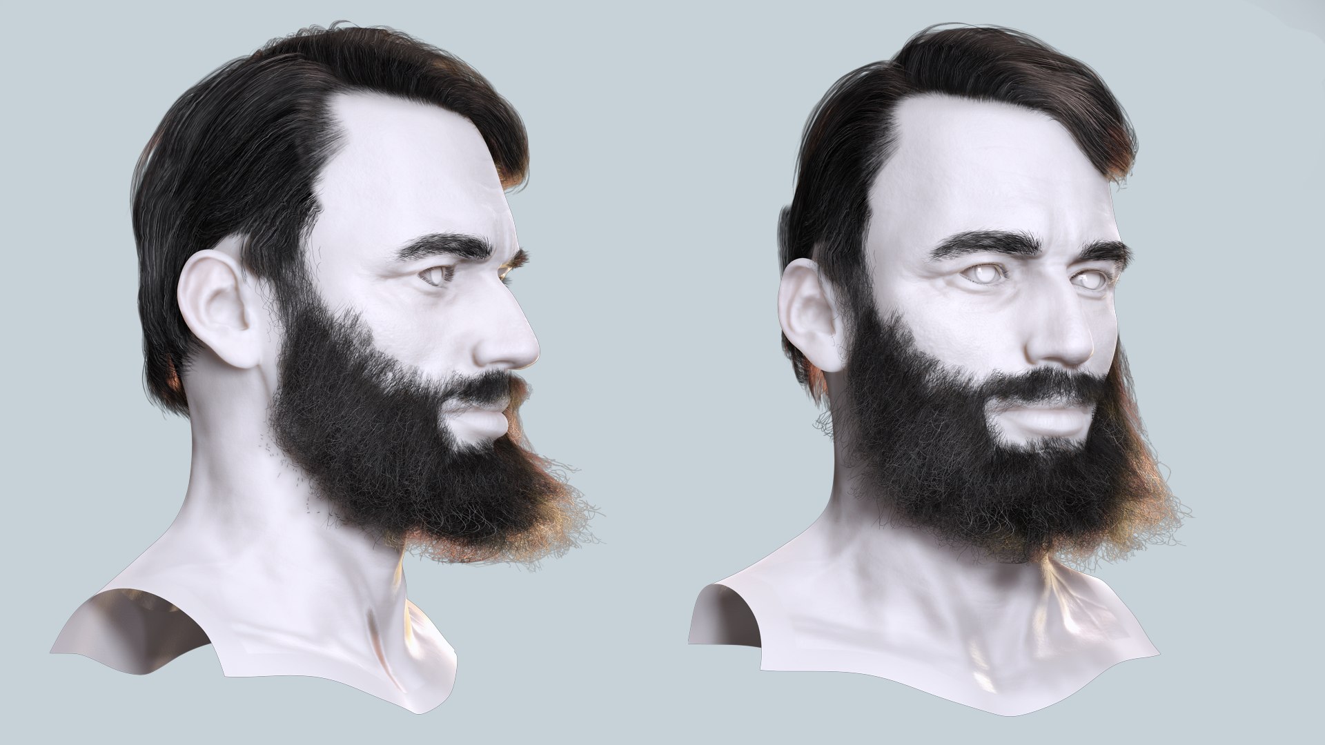 Thick Beard With Classic Hair - Game-Ready Asset Model - TurboSquid 2395995
