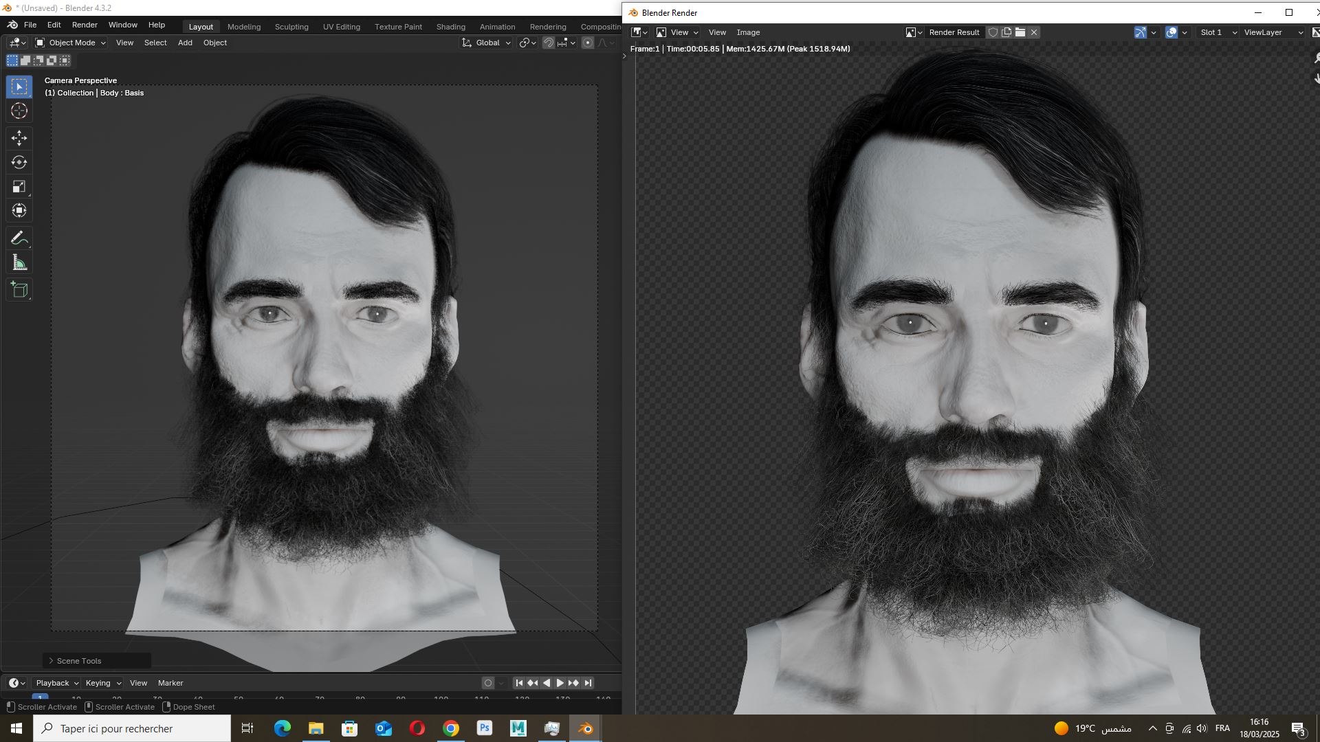 Thick Beard With Classic Hair - Game-Ready Asset Model - TurboSquid 2395995