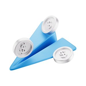Coin Dollar Paper Plane Icon 3D model