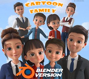 3D Cartoon Family 2 - Mother Father Son Daughter - BLENDER VERSION model