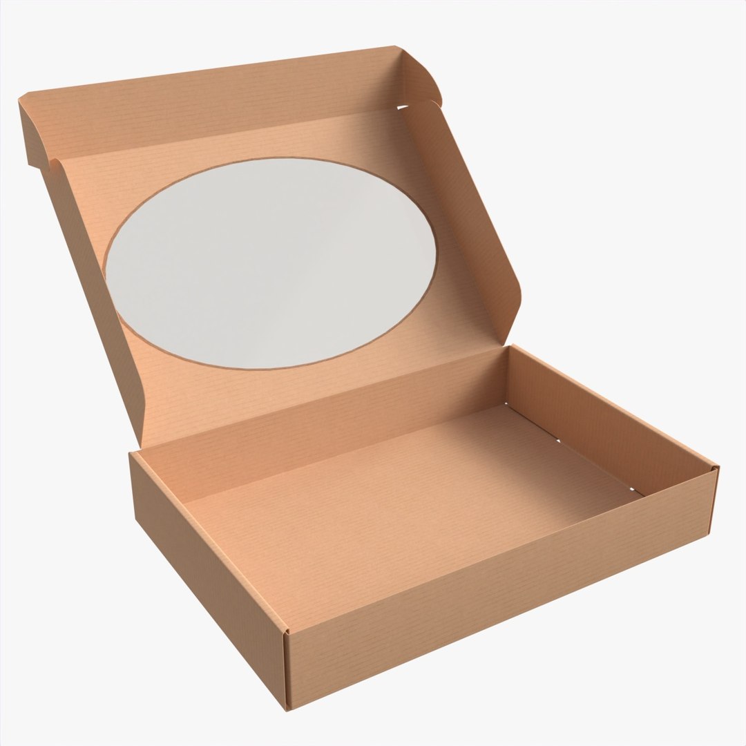 Corrugated Cardboard Box With Window 01 Open Model TurboSquid 2030036