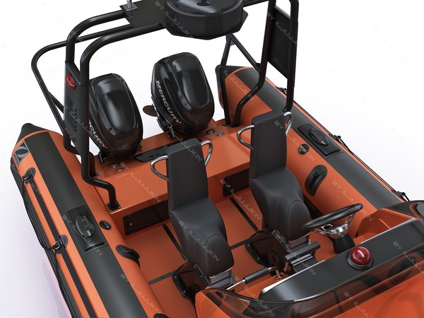 modelo 3d Bote salvavidas inflable Zodiac RIB Hurricane y motor Mercury ...