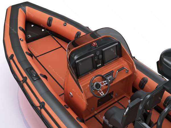 modelo 3d Bote salvavidas inflable Zodiac RIB Hurricane y motor Mercury ...