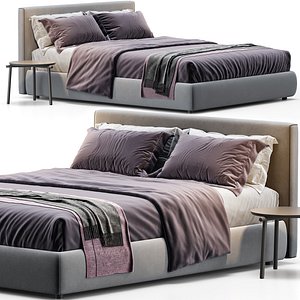 Queen bed upholstered Bolzan Letti 3D model