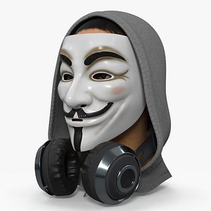 Hacker Head Wearing Anonymous Mask
