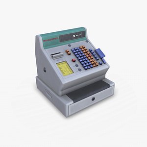 Retro Electronic Cash Register Low-poly PBR model