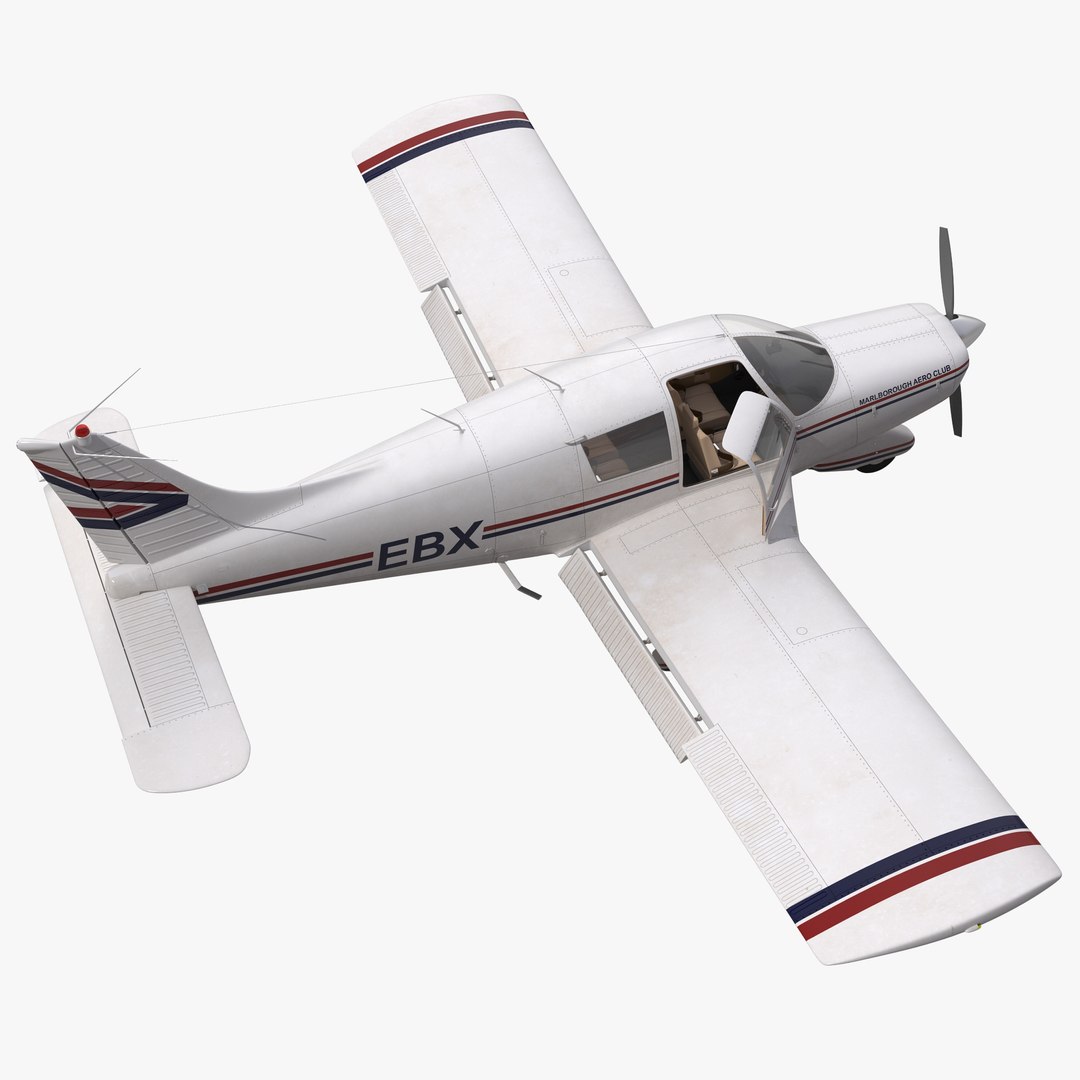 Light Aircraft Piper PA-28 Cherokee Rigged 3D Model 3D model preview