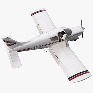 Light Aircraft Piper PA-28 Cherokee Rigged 3D Model