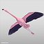 3d realistic flying pink flamingo model