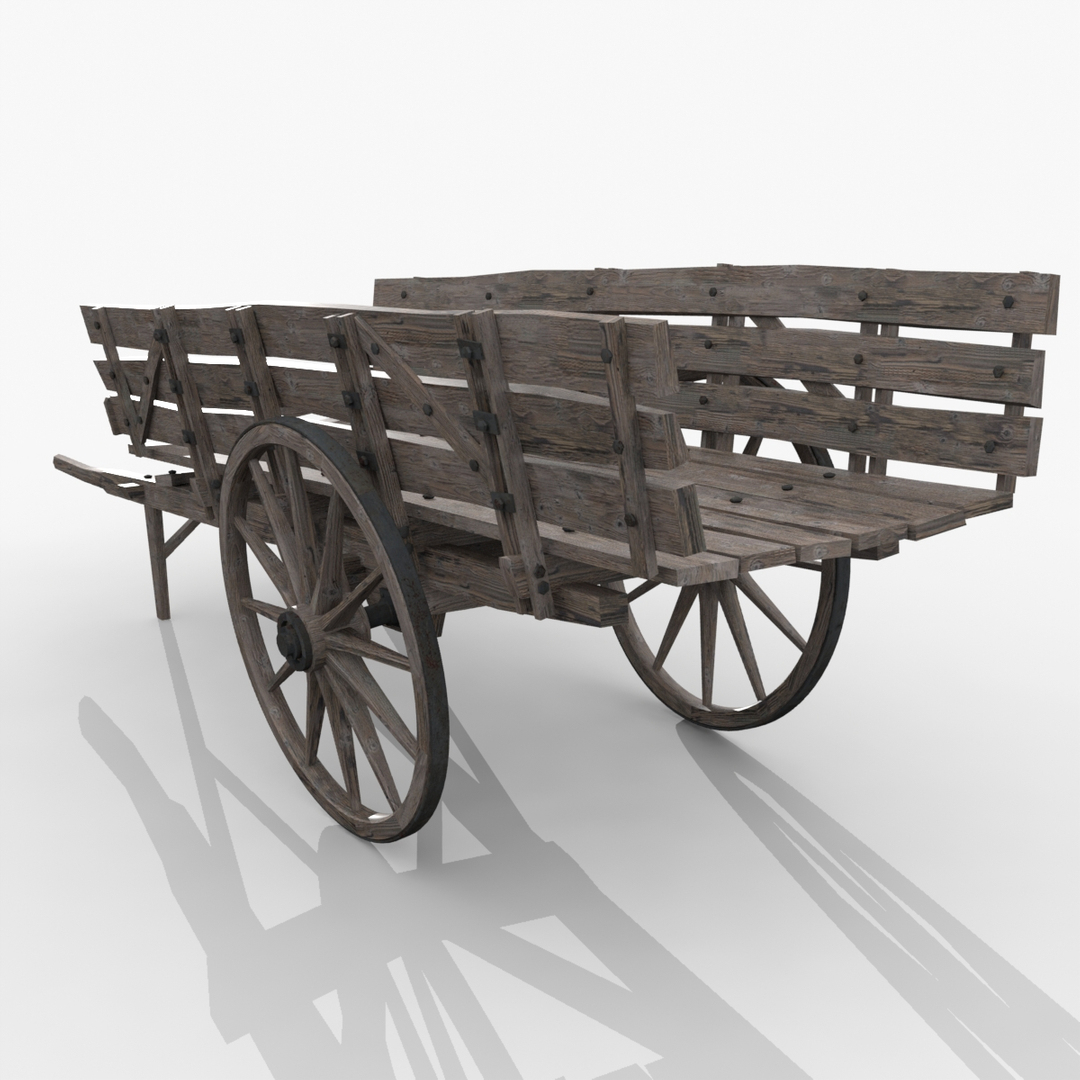 old wood cart 3d max