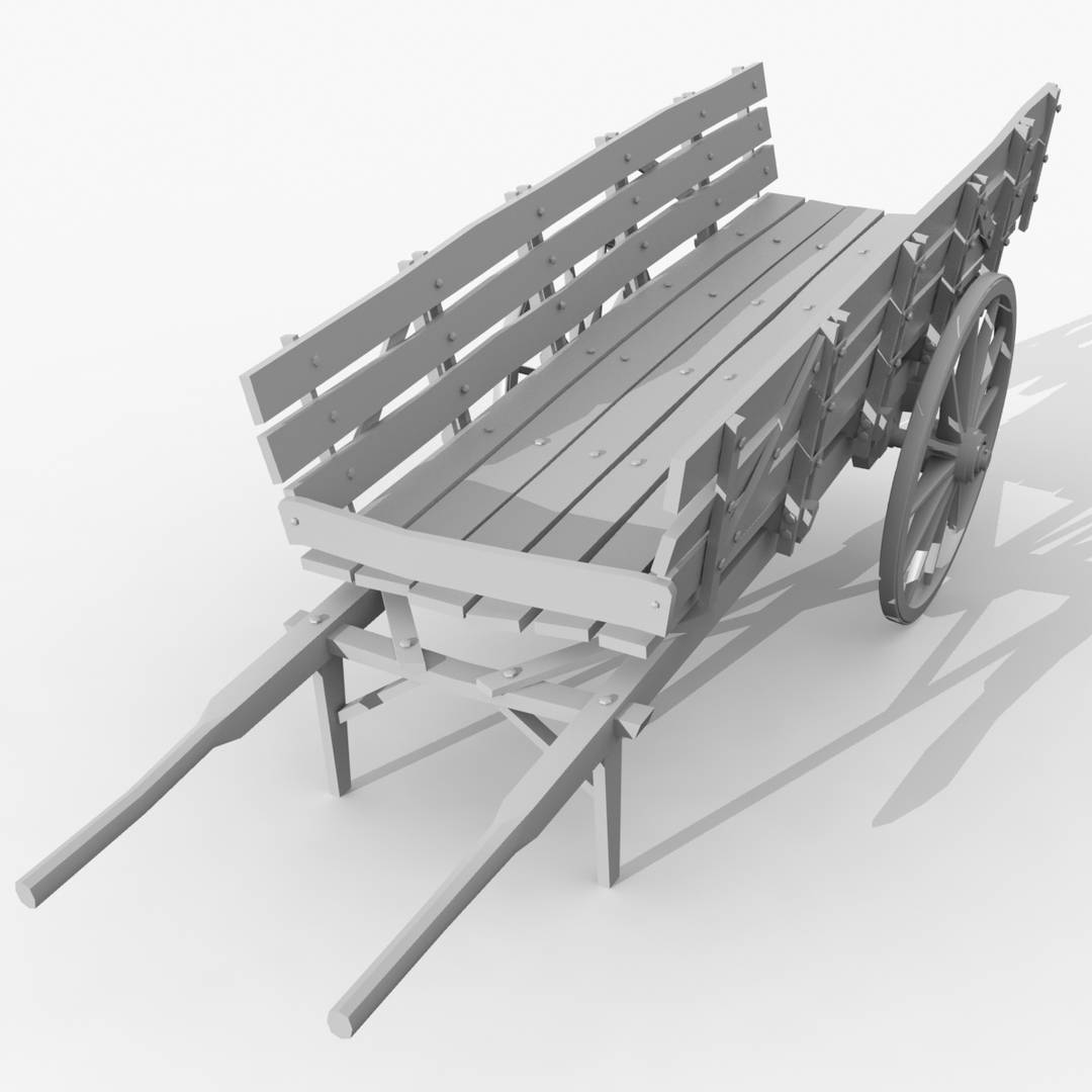 old wood cart 3d max