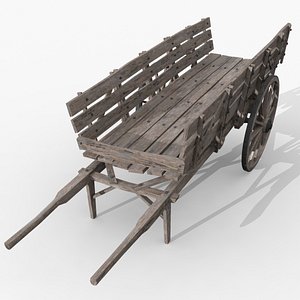 old wood cart 3d max