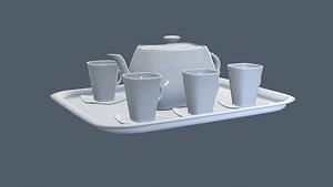 White Porcelain tea set 3D model