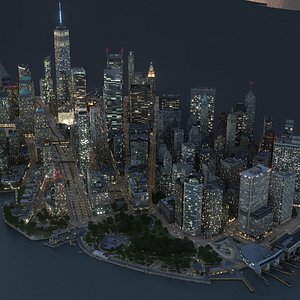 Manhattan Lower Part1 2 3 Night  Low Poly