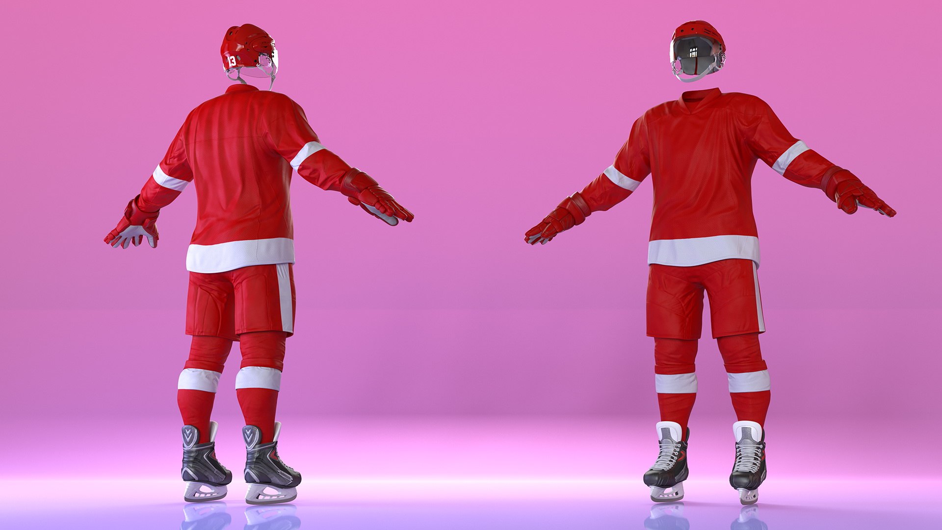 Hockey Equipment Red 3D model preview