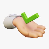 Cartoon giving gesture with checkmark