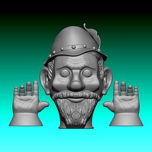 Titere cazador Caperucita-Little Red Riding Hood hunter puppet 3D print model