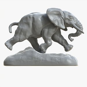 Printable Running Elephant 3D model