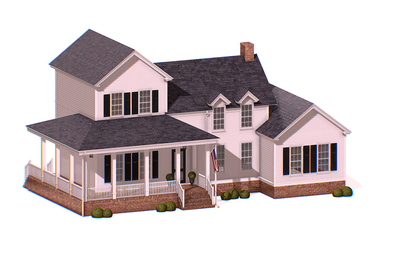 3D Classic American House 002 - TurboSquid 2222612