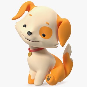 Cartoon Puppy Dog Sitting Pose
