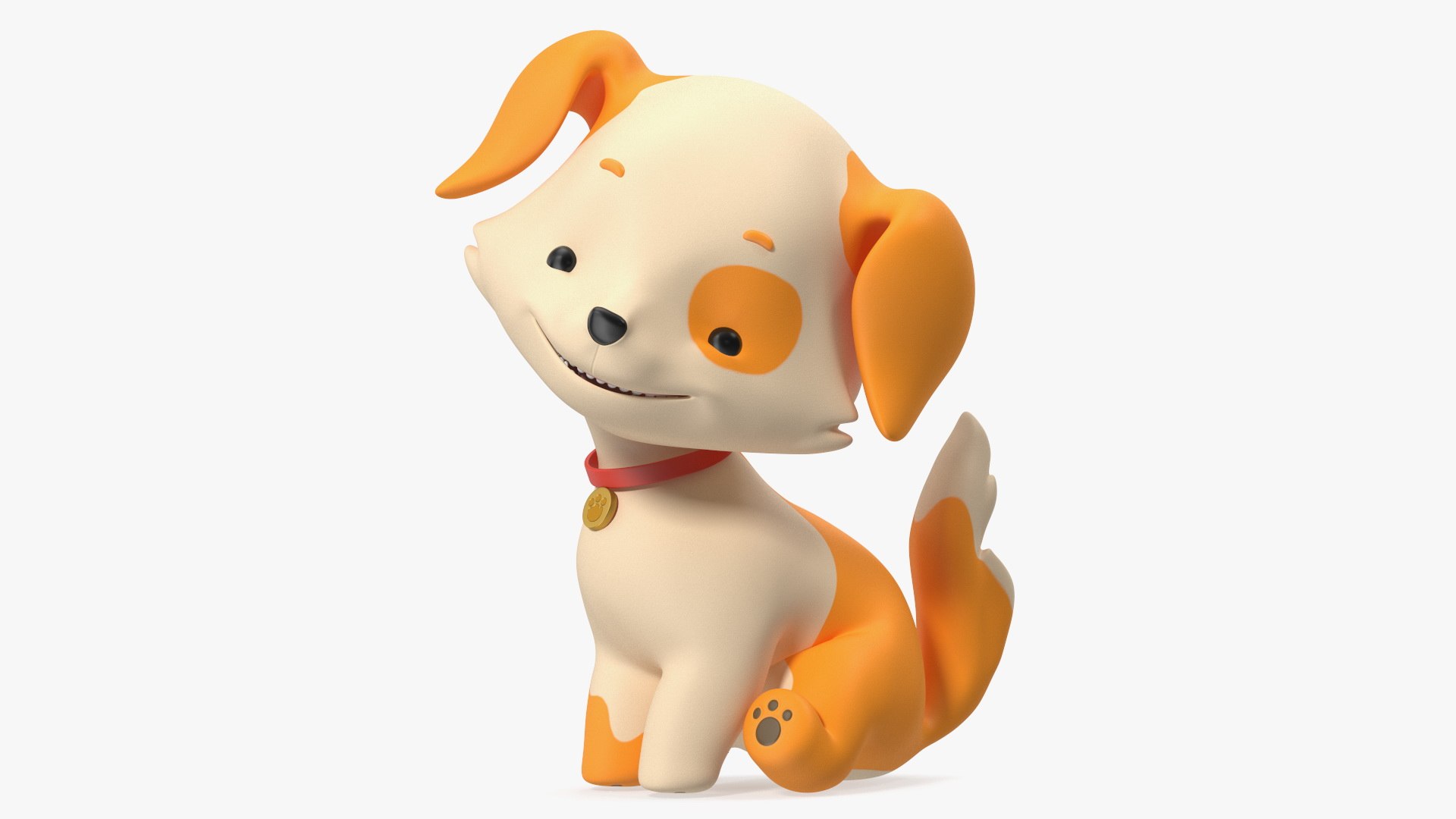 Cartoon Puppy Dog Sitting Pose 3D model preview