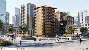 3D Modern Apartment Building Exterior
