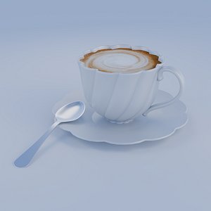 Coffee Cup on a Plate with a Spoon model