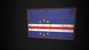 Old Picture Frame With Cabo Verde Flag - Game Ready PBR Low-poly 3D Model