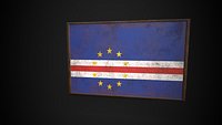 Old Picture Frame With Cabo Verde  Flag - Game Ready PBR Low-poly 3D Model