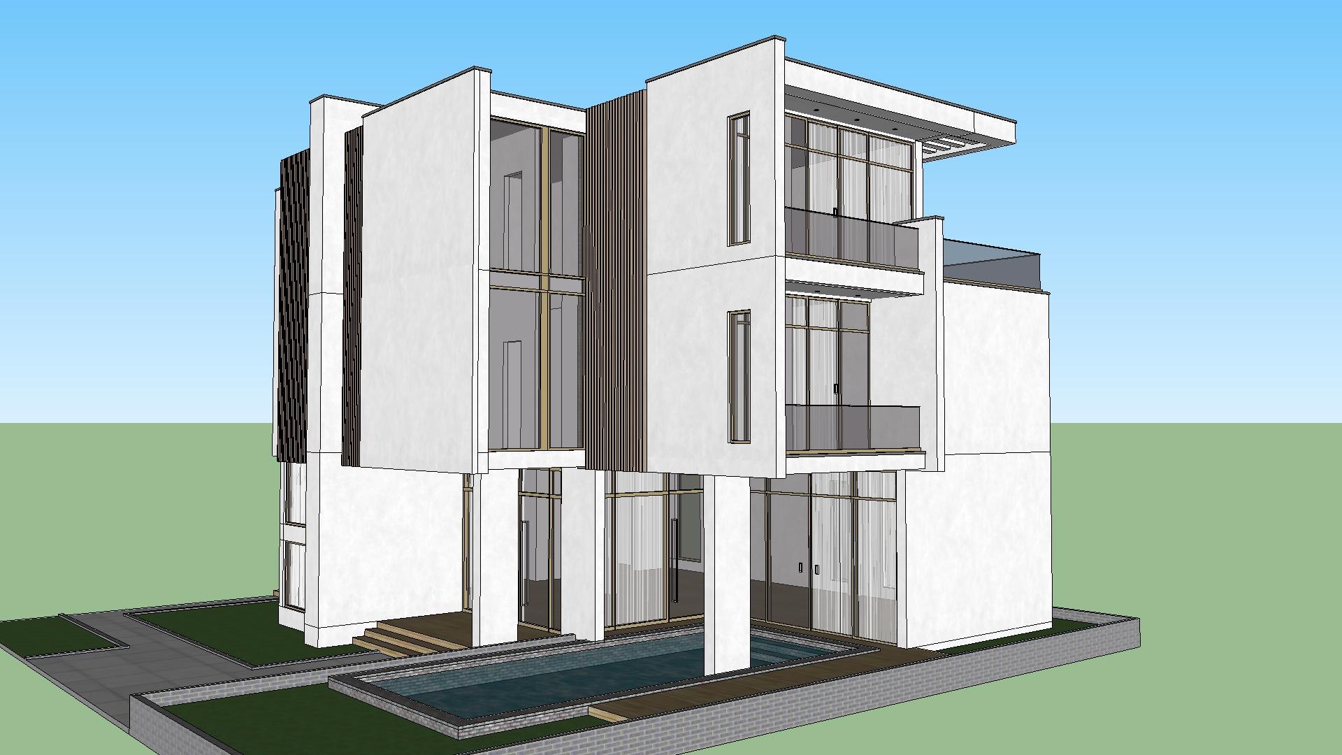 Modern Style Villa Highend Fashion Selfbuilt Home Stay Hotel Building Holiday Villa 3D Model