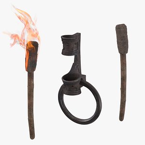 3d medieval wall torch holder model