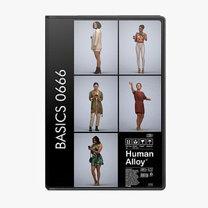 Basics0666 - A set containing 5 models of female adults standing in casual attire in public settings 3D model