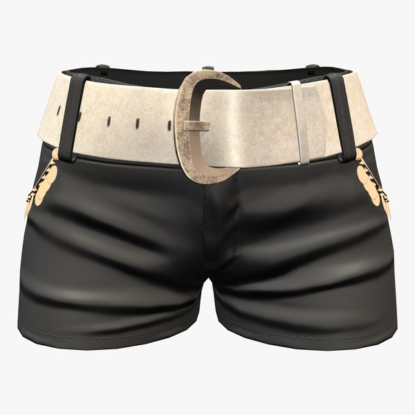 3D Black Shorts With Belt and Gold Coins Decorated Pockets