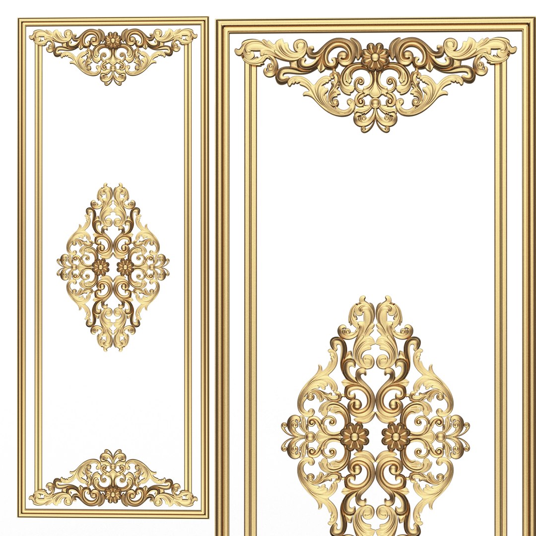 Boiserie Carved Decoration Panel 04 3D model - TurboSquid 2158499