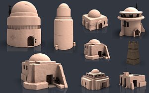 3D star wars tatooine buildings legion model
