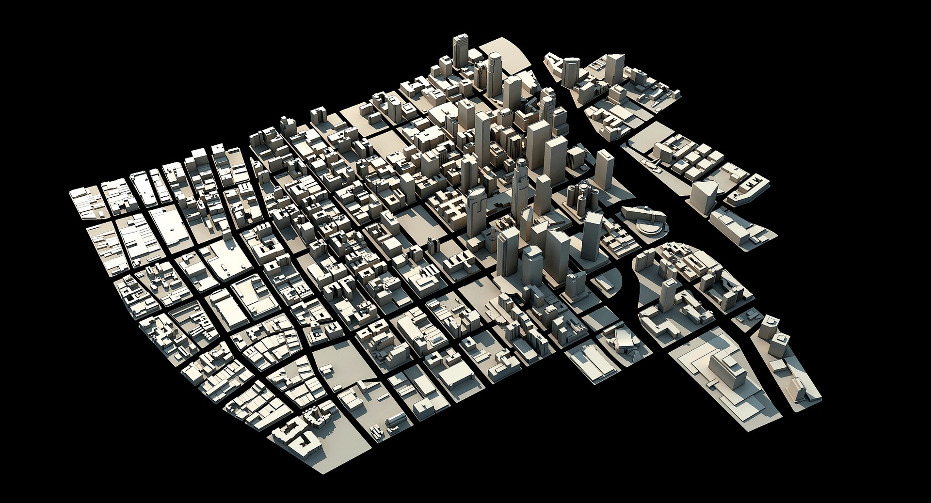 Los Angeles Downtown Skyscrapers 3d Model