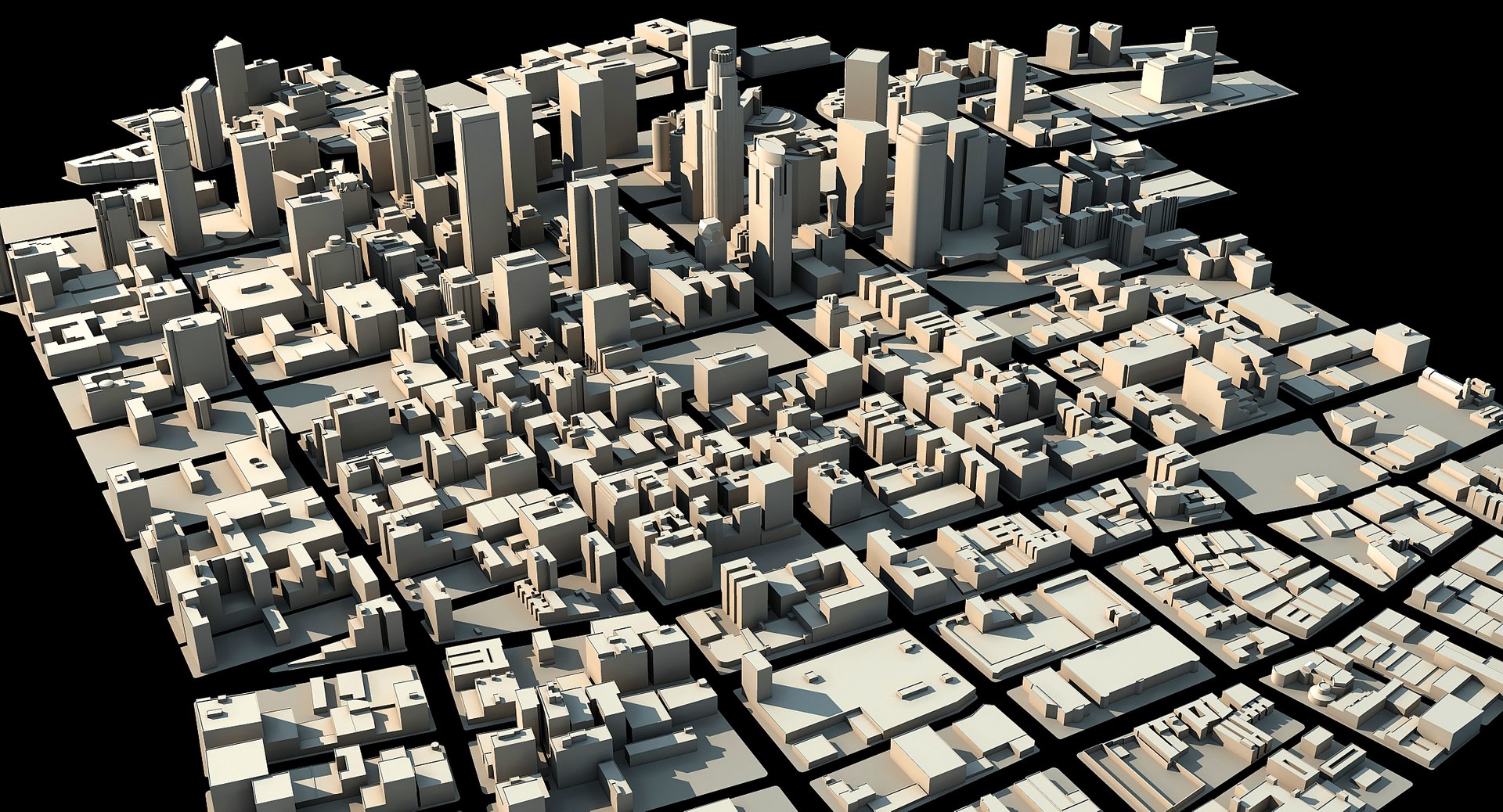 Los Angeles Downtown Skyscrapers 3d Model