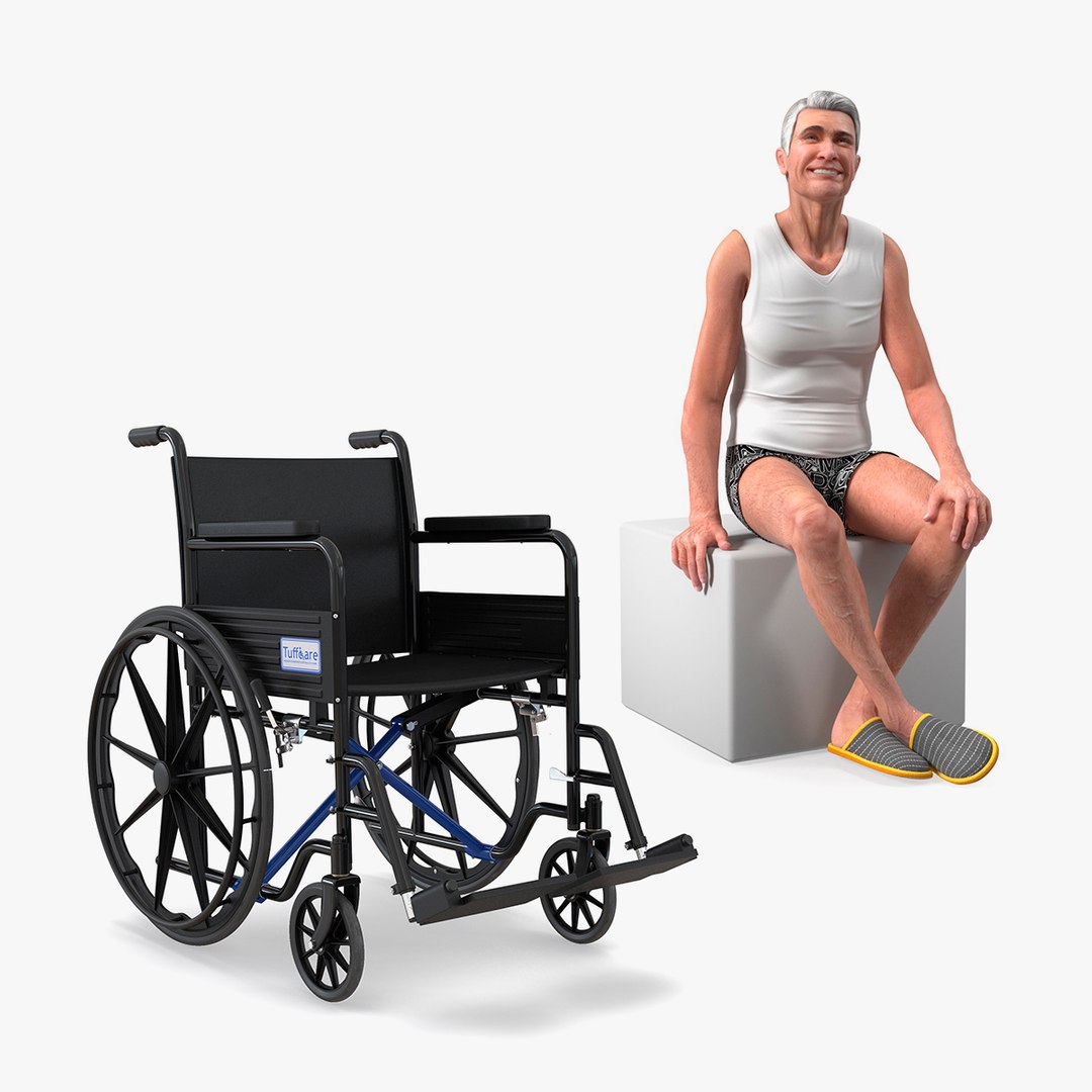 Old Man with Wheelchair Collection 3D model preview