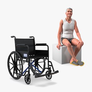 Old Man with Wheelchair Collection 3D model