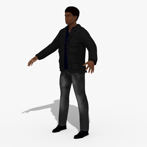 Casual African Male Man 3D character RIGGED 3D