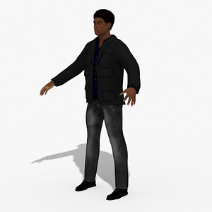 Casual African Male Man  3D character RIGGED
